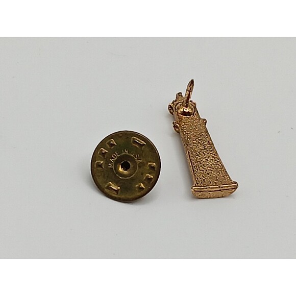 Lighthouse Light House w/ Cross Gold Tone Pin Nautical Sea - Picture 4 of 8
